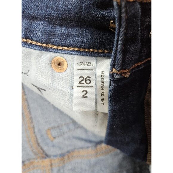 (3/$35) LOFT Jeans Womens 26 / 2 Blue Modern Skinny Raw Frayed Hem Ankle Denim - Picture 6 of 13